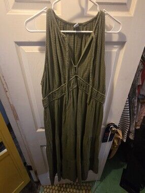 Boho Olive Green Tiered Maxi Dress